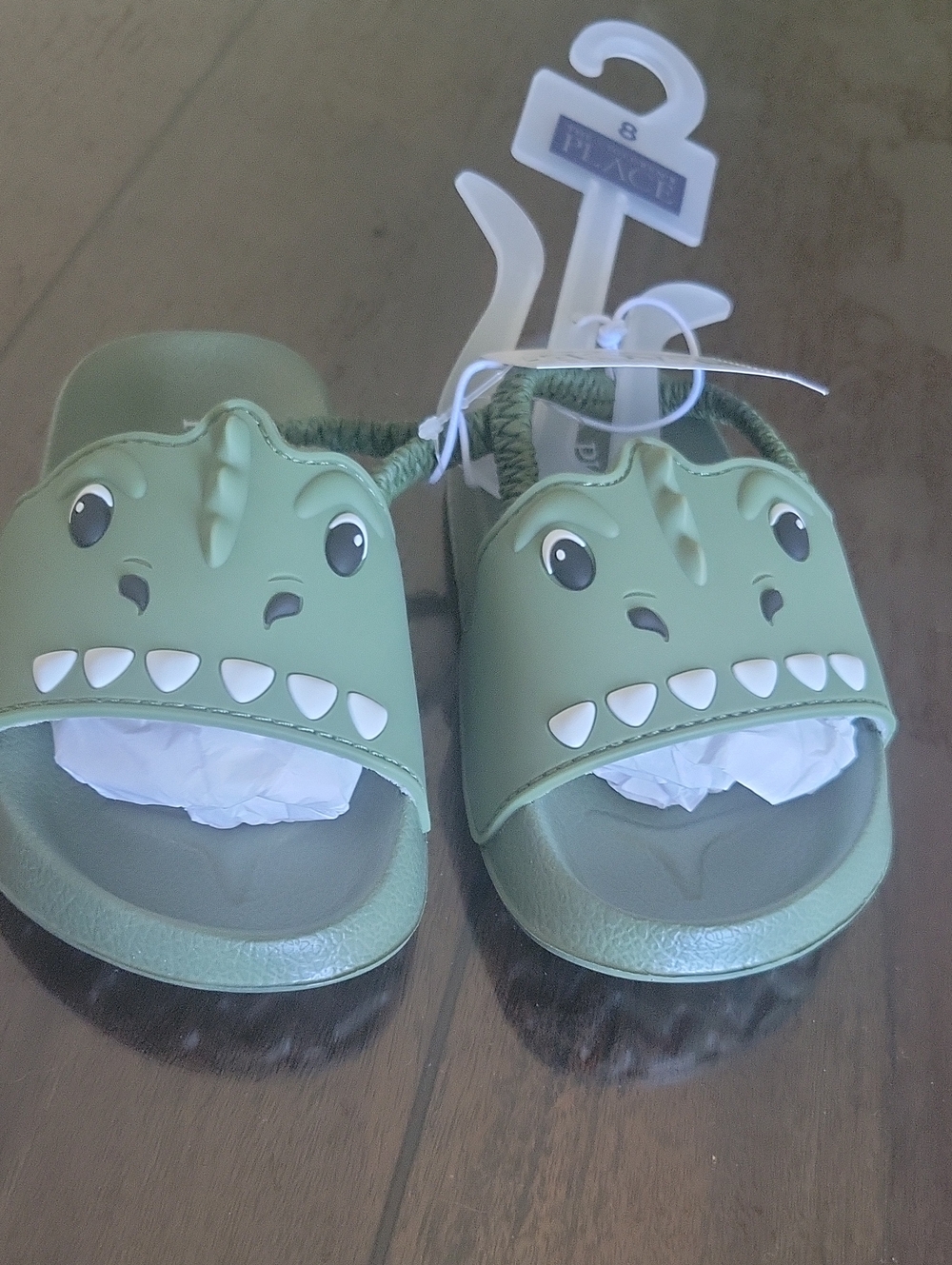 The Children's Place Green Dinosaur Slip-On Kids Sandals